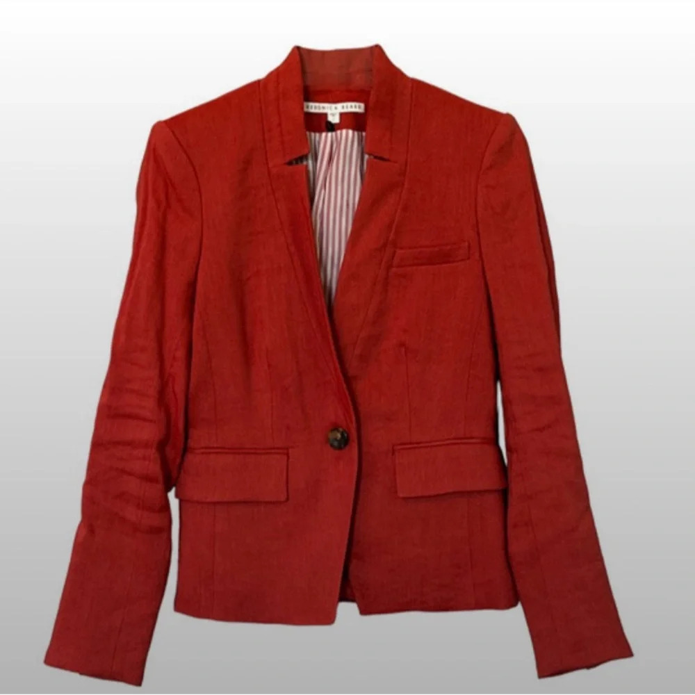 VERONICA BEARD Miles Linen Dickey Jacket | Clay size 2 - Picture 4 of 9